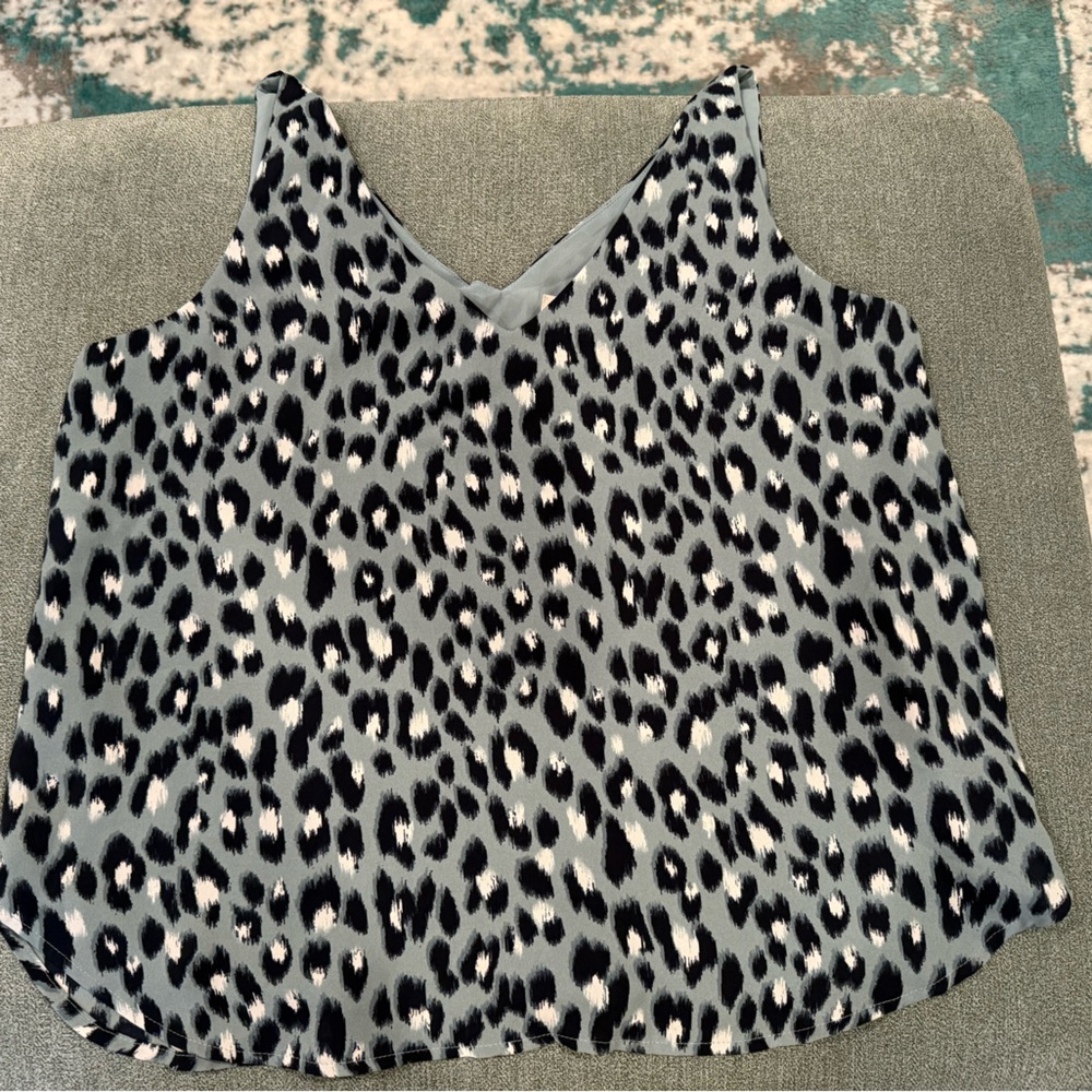 LOFT Blue, Black and White Sleeveless Tank Top